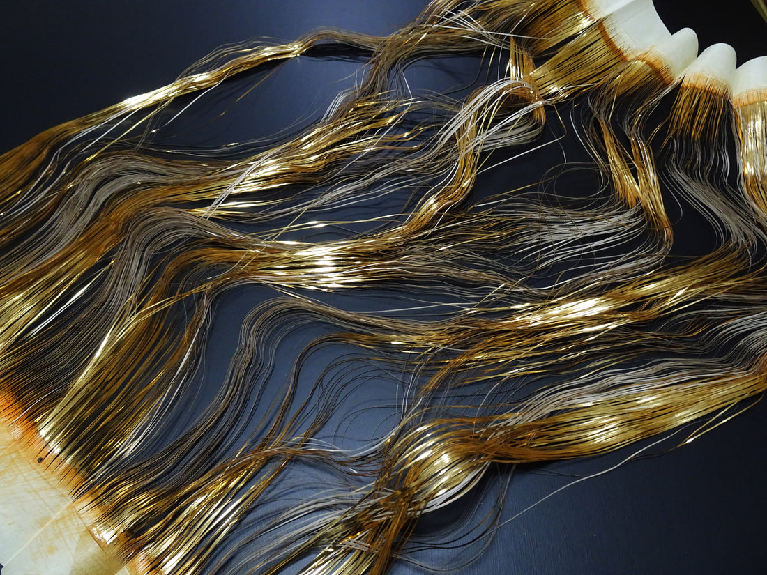 Super Rare Vintage Saga Nishiki Flat Semi-Real Gold Leaf Thread – Premium Hira-haku, Traditional Japanese Textile Material 16008