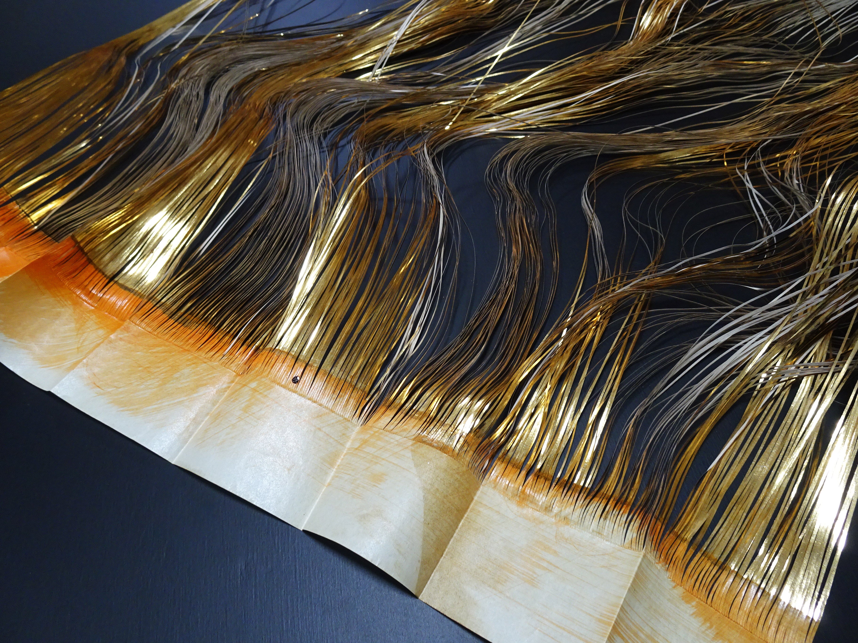 Super Rare Vintage Saga Nishiki Flat Semi-Real Gold Leaf Thread – Premium Hira-haku, Traditional Japanese Textile Material 16008