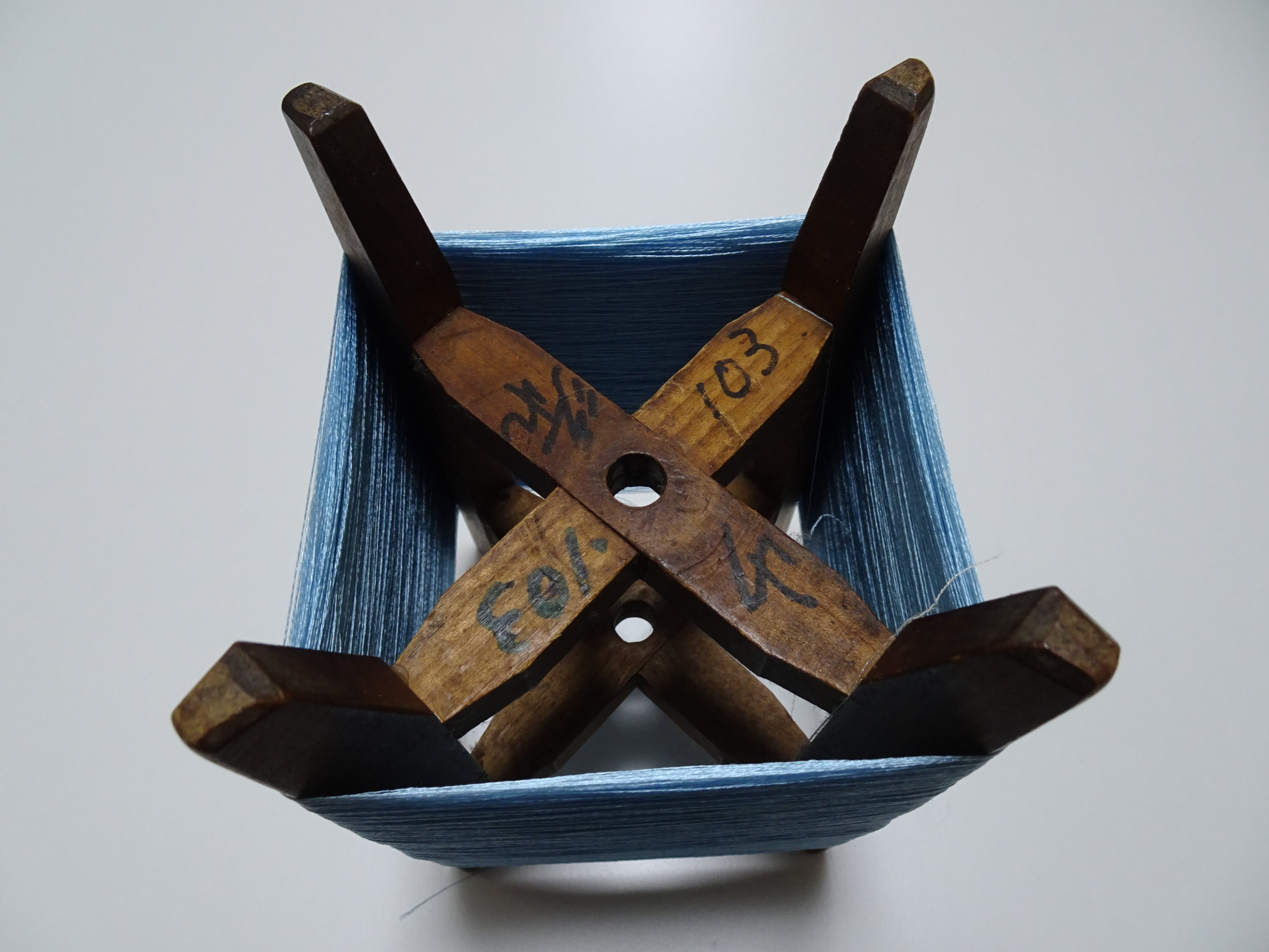 Japanese Vintage Wooden Spool & Silk Thread Embroidery 17988