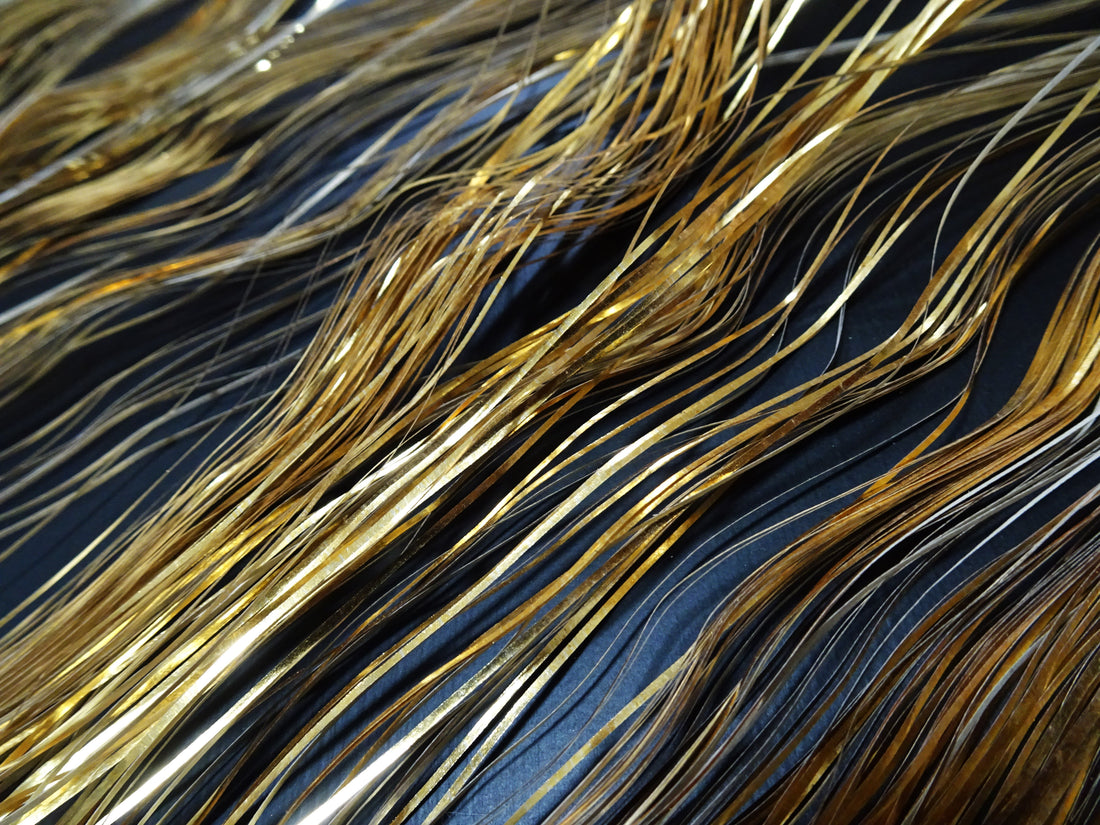 Super Rare Vintage Saga Nishiki Flat Semi-Real Gold Leaf Thread – Premium Hira-haku, Traditional Japanese Textile Material 16008