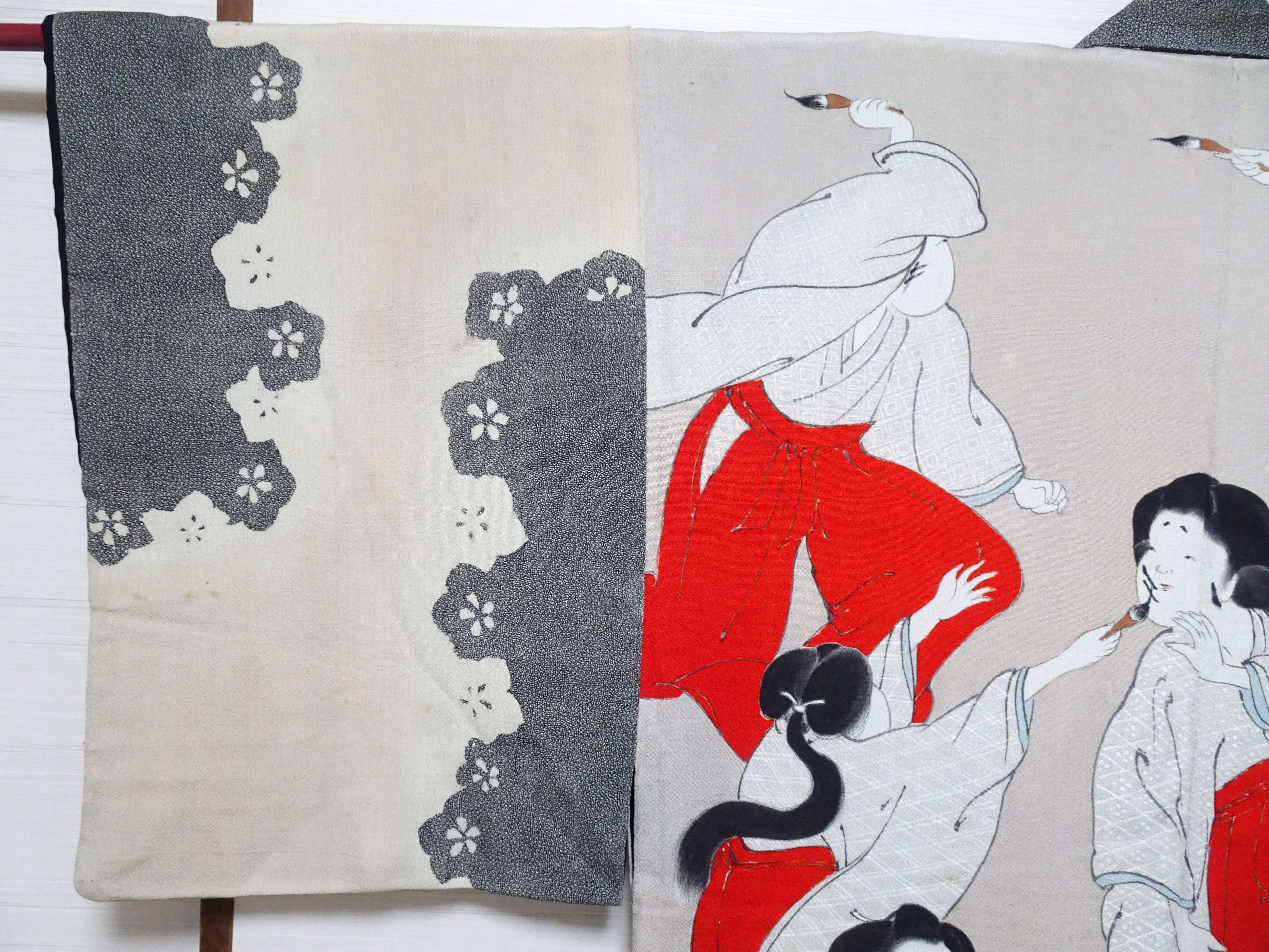 Antique Rare Edo–Meiji Men's Kimono with Yuna Bathhouse Scene 18104