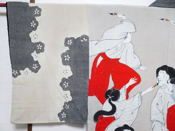 Antique Rare Edo–Meiji Men's Kimono with Yuna Bathhouse Scene 18104