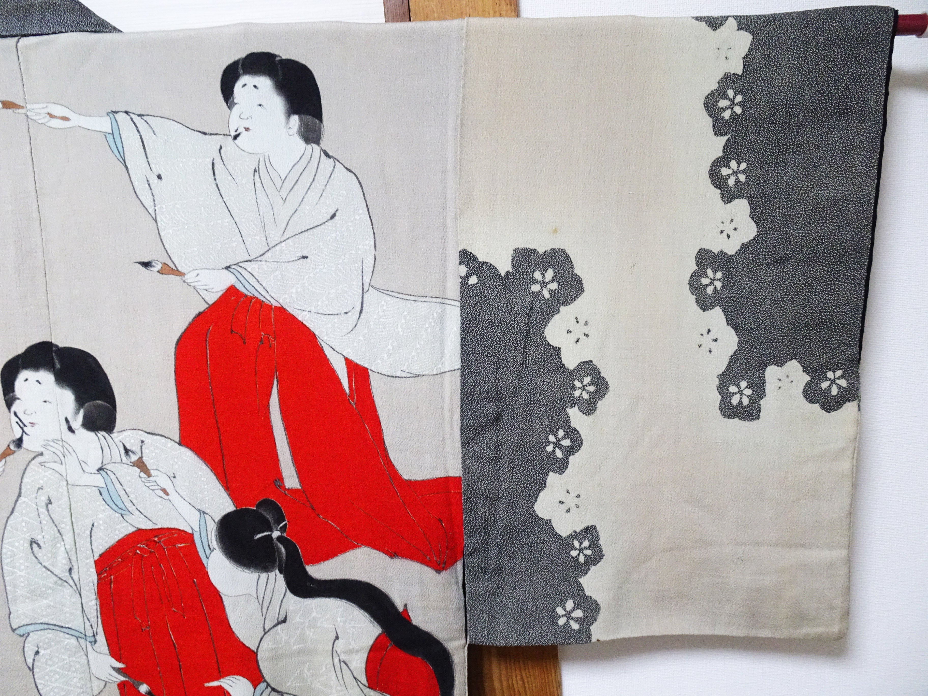 Antique Rare Edo–Meiji Men's Kimono with Yuna Bathhouse Scene 18104