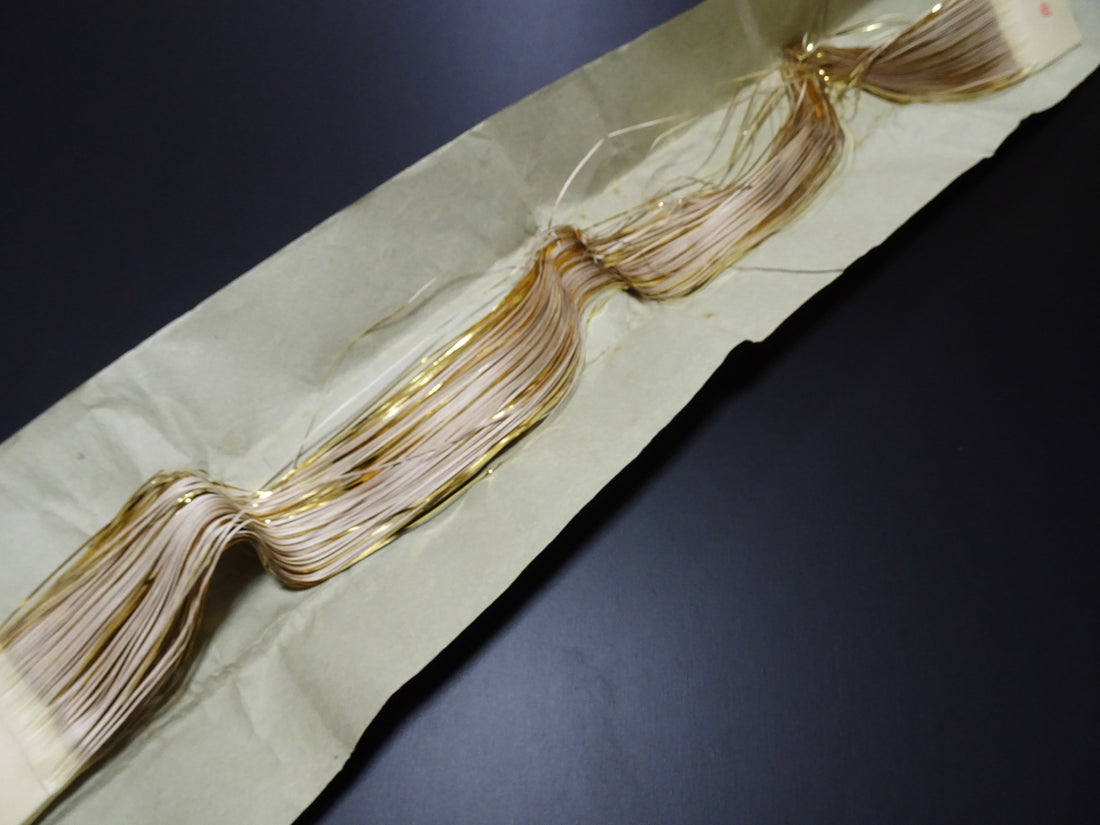 Super Rare Vintage Saga Nishiki Flat 24K Gold Leaf Thread – Premium Hira-haku, Traditional Japanese Textile Material 16009