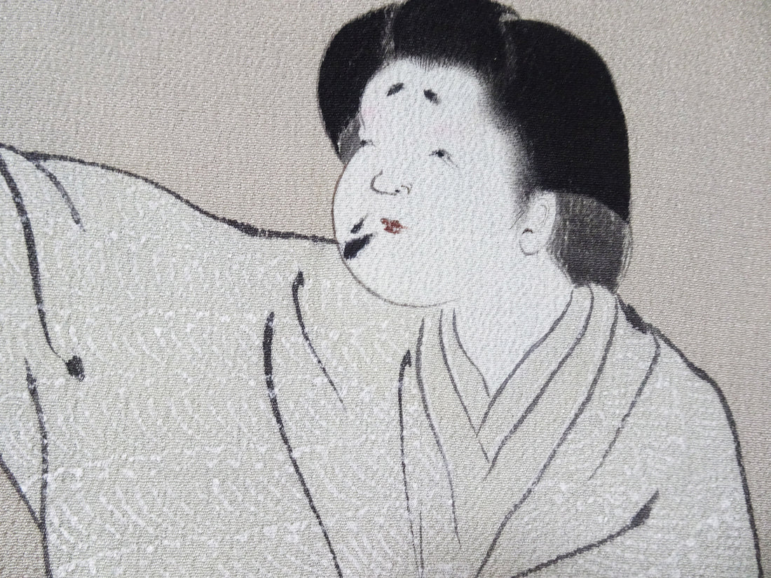 Antique Rare Edo–Meiji Men's Kimono with Yuna Bathhouse Scene 18104