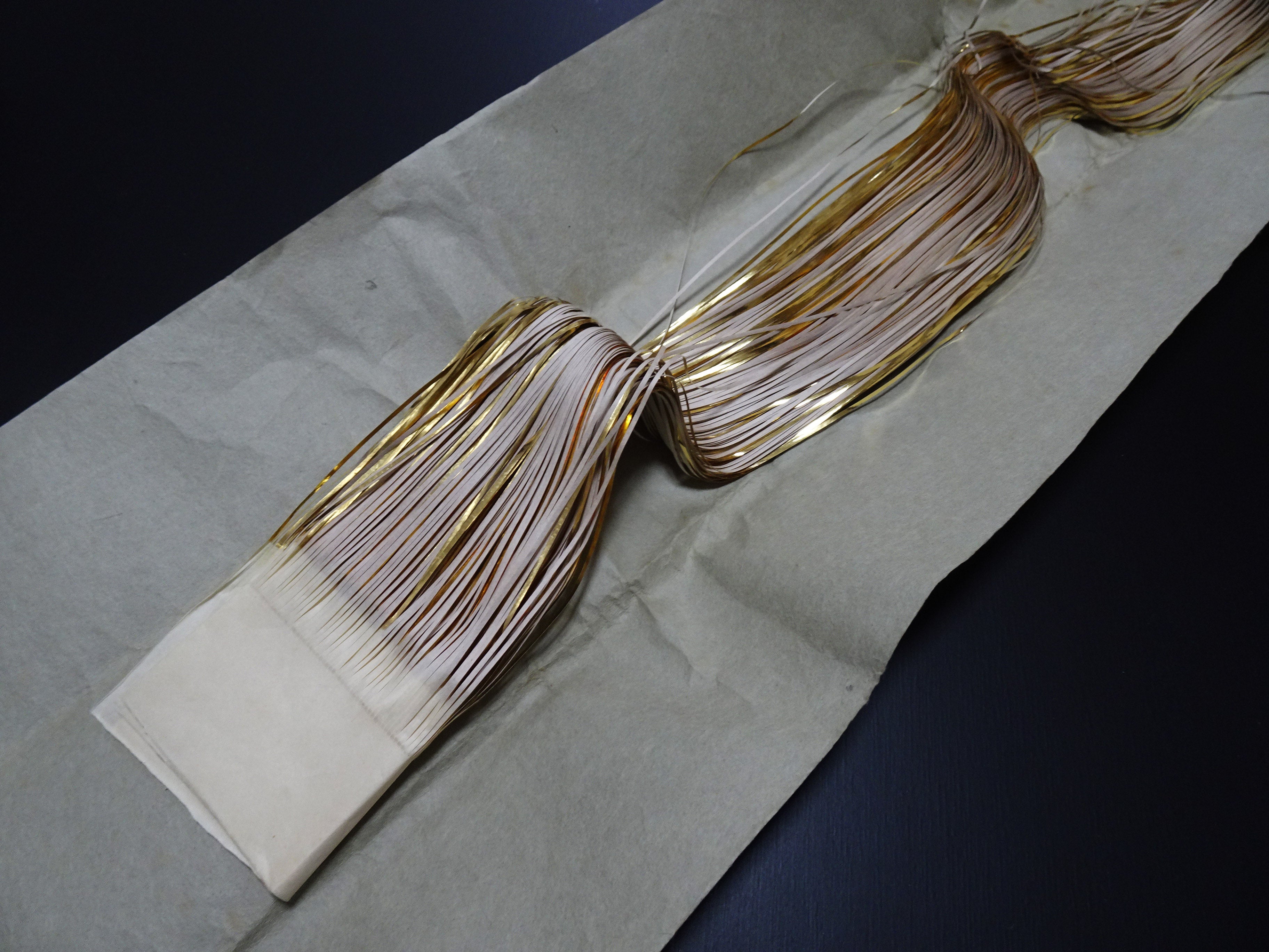 Super Rare Vintage Saga Nishiki Flat 24K Gold Leaf Thread – Premium Hira-haku, Traditional Japanese Textile Material 16009