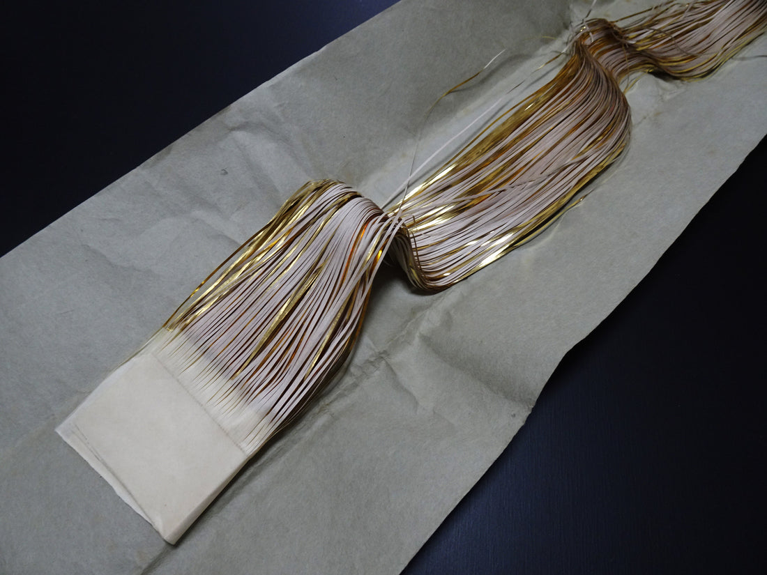 Super Rare Vintage Saga Nishiki Flat 24K Gold Leaf Thread – Premium Hira-haku, Traditional Japanese Textile Material 16009
