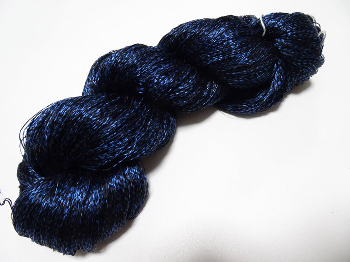 Japanese Vintage Super Rare Indigo Mud Dyeing Kasuri loose Twisted Silk Thread Embroidery & weave 13602