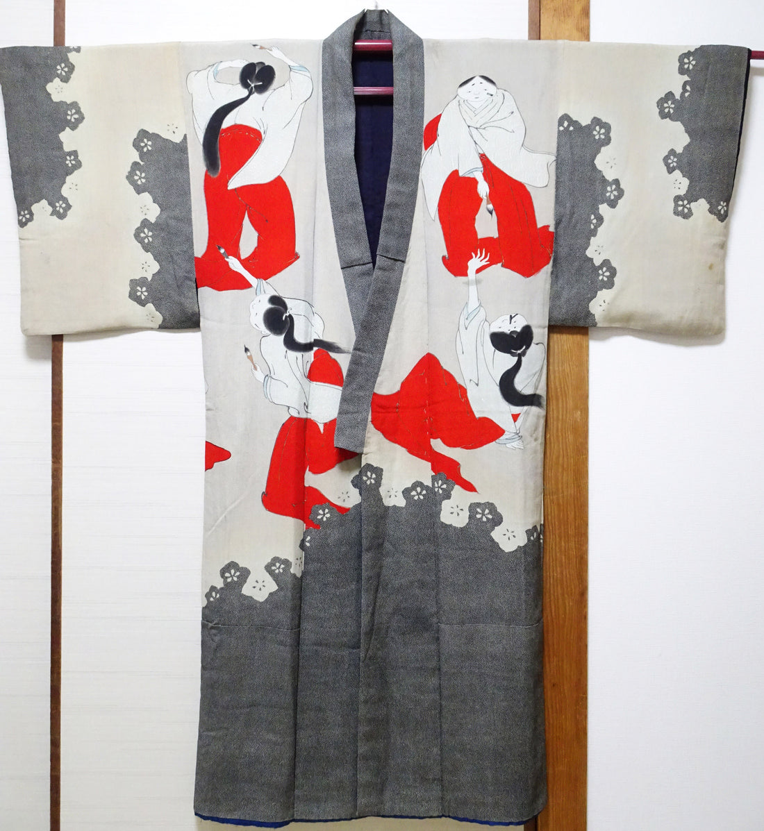 Antique Rare Edo–Meiji Men's Kimono with Yuna Bathhouse Scene 18104