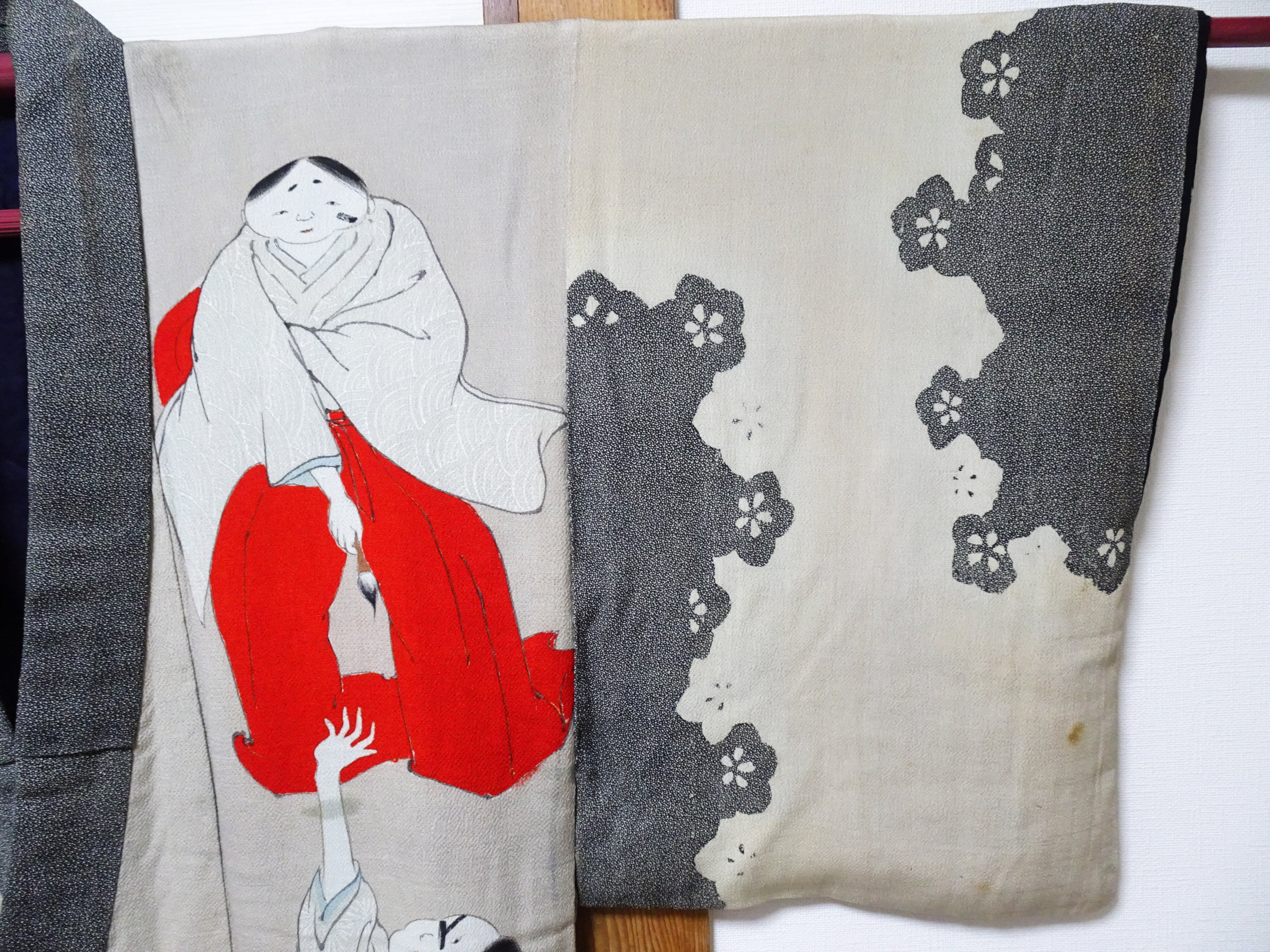 Antique Rare Edo–Meiji Men's Kimono with Yuna Bathhouse Scene 18104