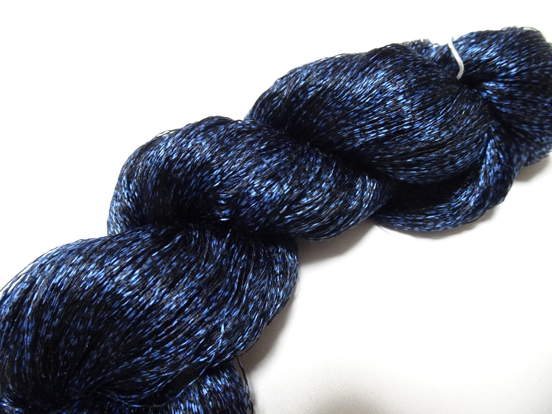 Japanese Vintage Super Rare Indigo Mud Dyeing Kasuri loose Twisted Silk Thread Embroidery & weave 13602