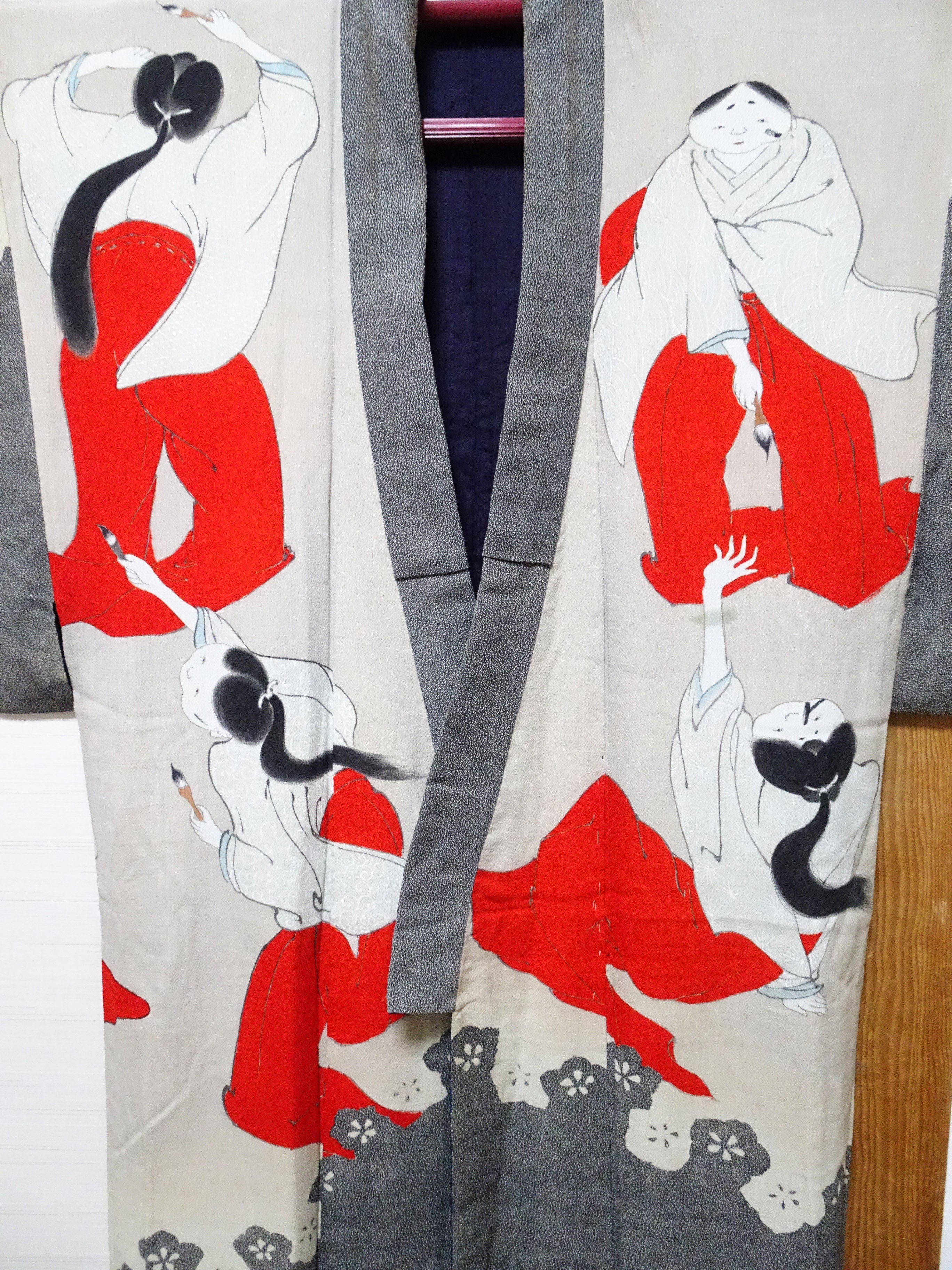 Antique Rare Edo–Meiji Men's Kimono with Yuna Bathhouse Scene 18104