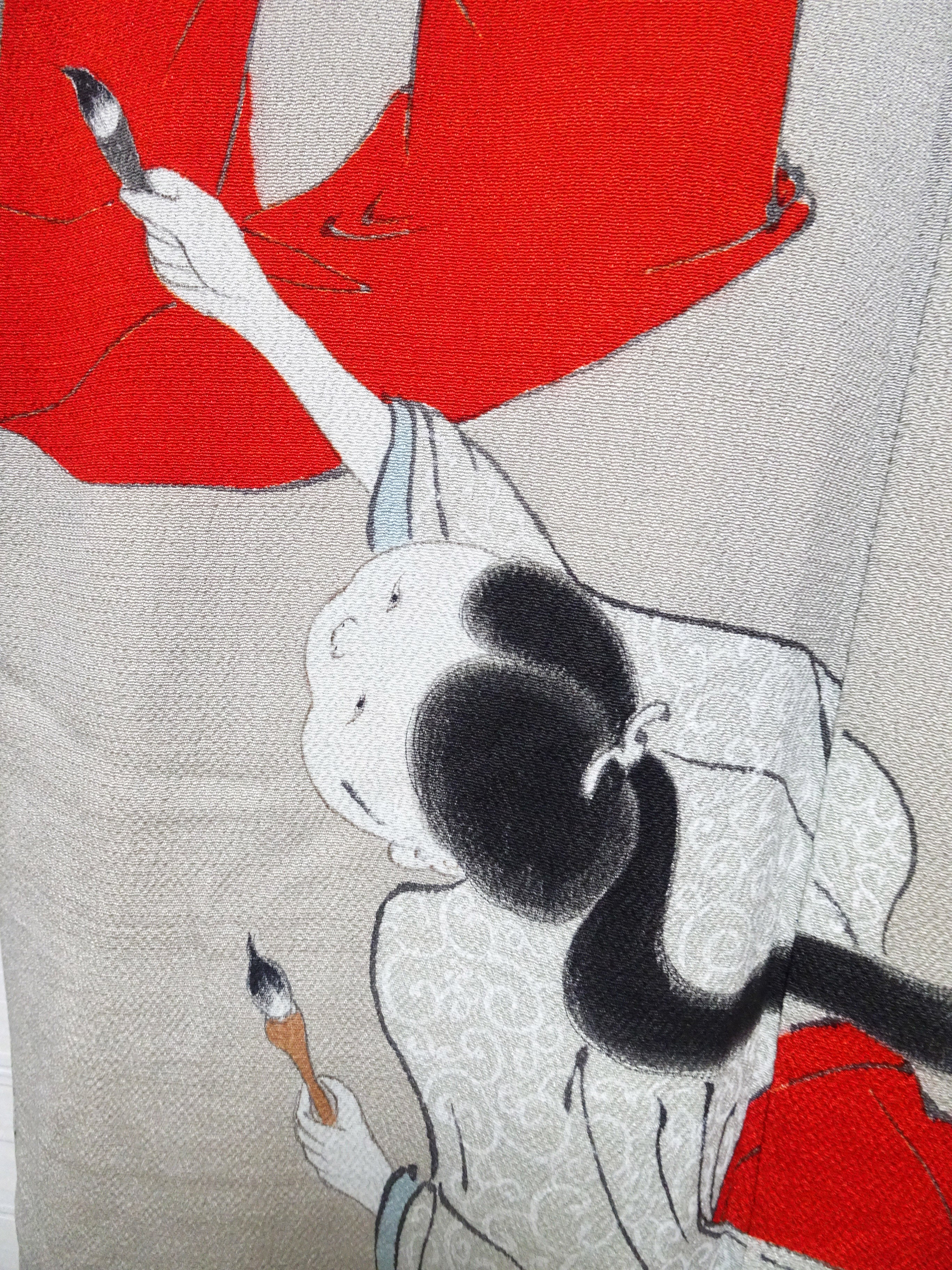 Antique Rare Edo–Meiji Men's Kimono with Yuna Bathhouse Scene 18104