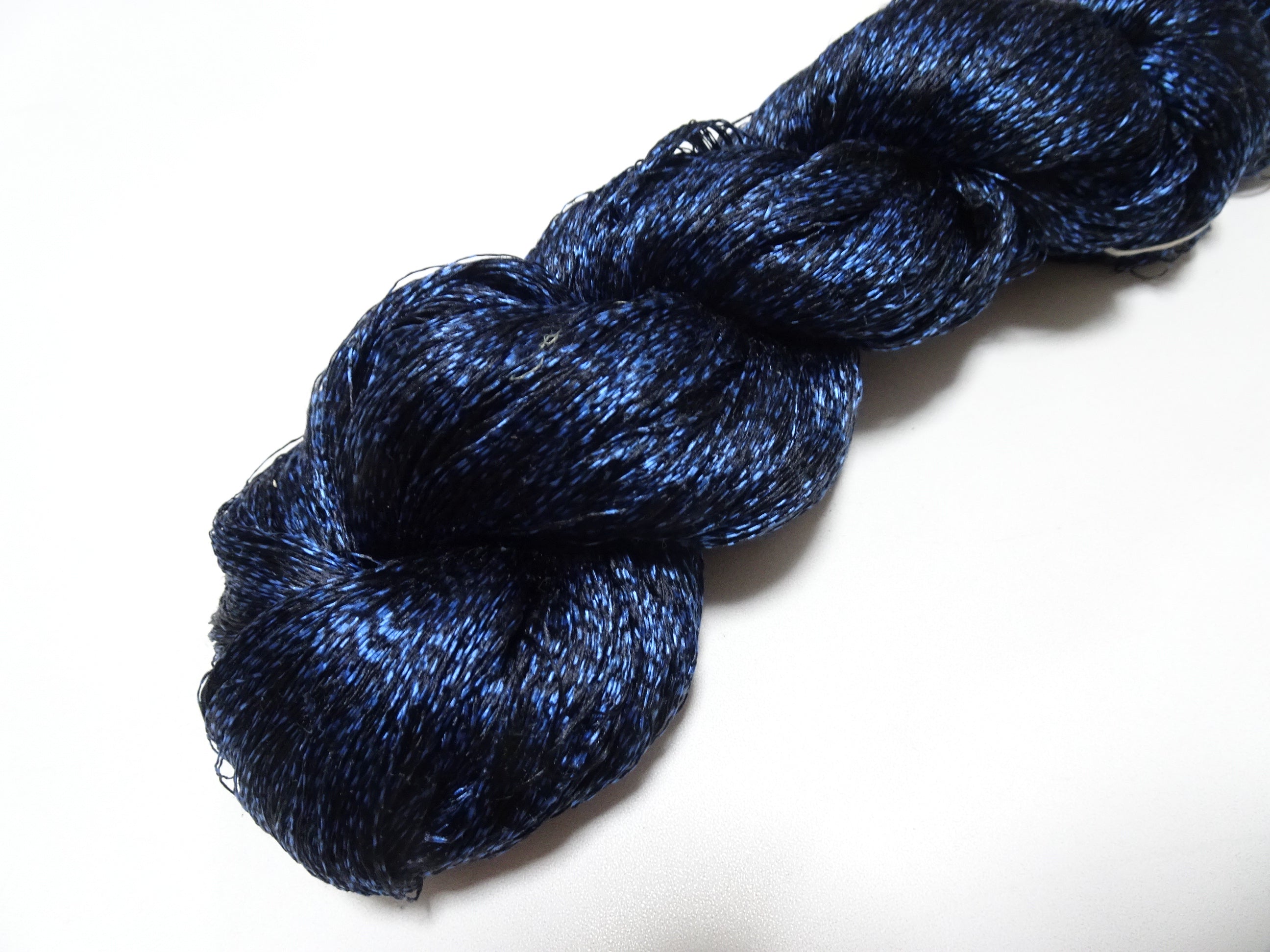 Japanese Vintage Super Rare Indigo Mud Dyeing Kasuri loose Twisted Silk Thread Embroidery & weave 13603