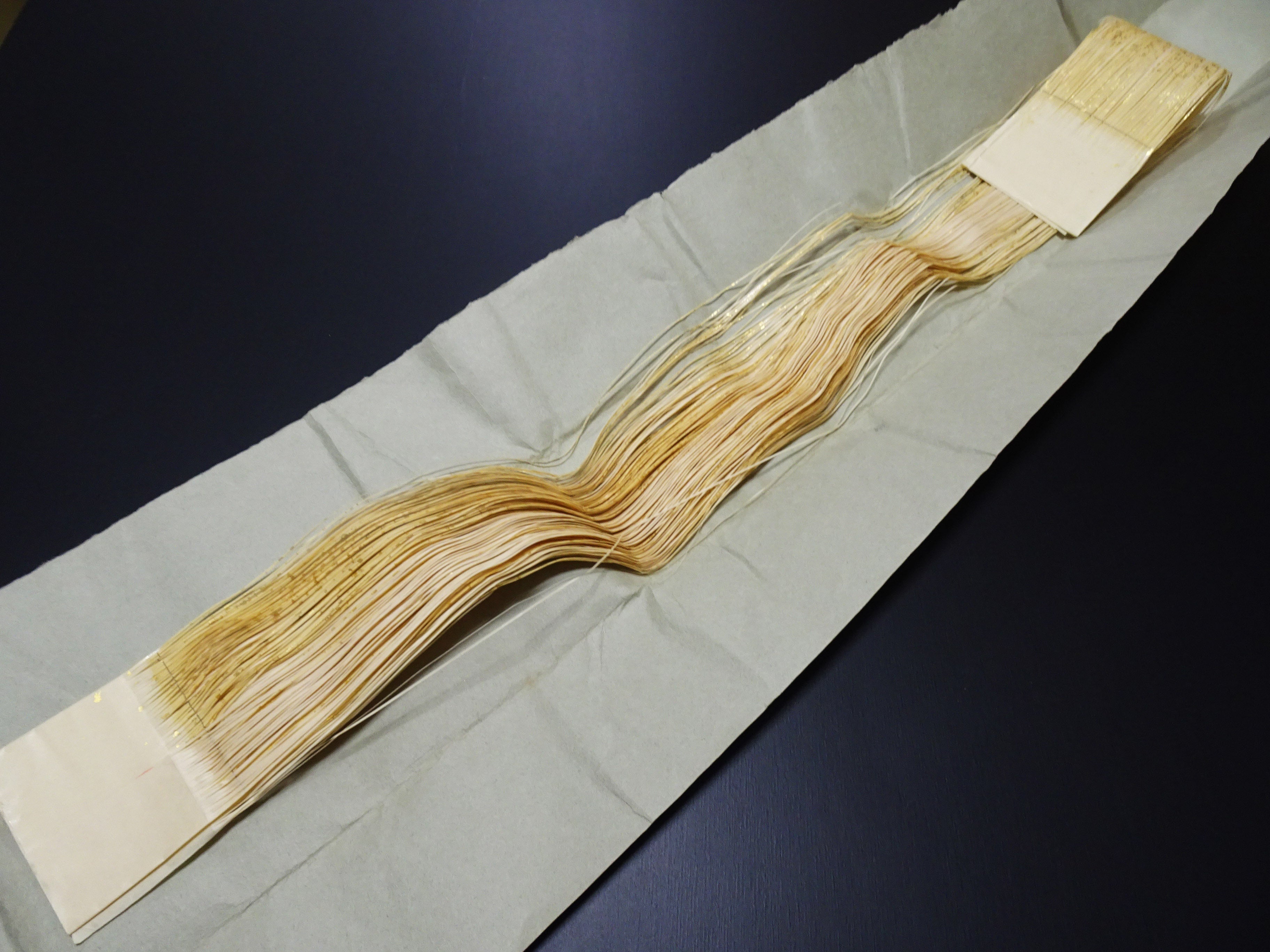 Super Rare Vintage Saga Nishiki Flat 24K Gold Leaf Kinsunago Thread – Premium Hira-haku, Traditional Japanese Textile Material 16010