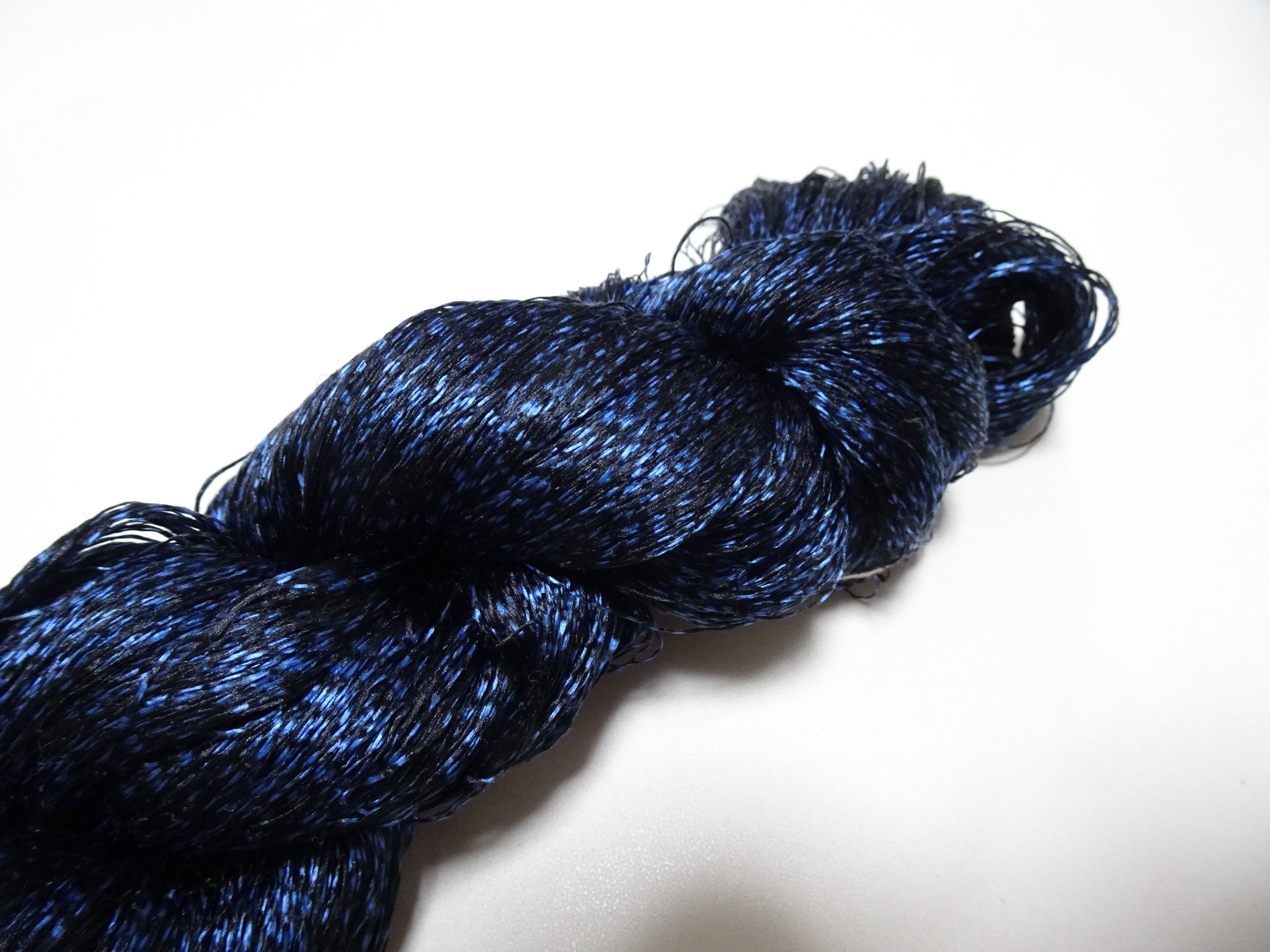 Japanese Vintage Super Rare Indigo Mud Dyeing Kasuri loose Twisted Silk Thread Embroidery & weave 13603