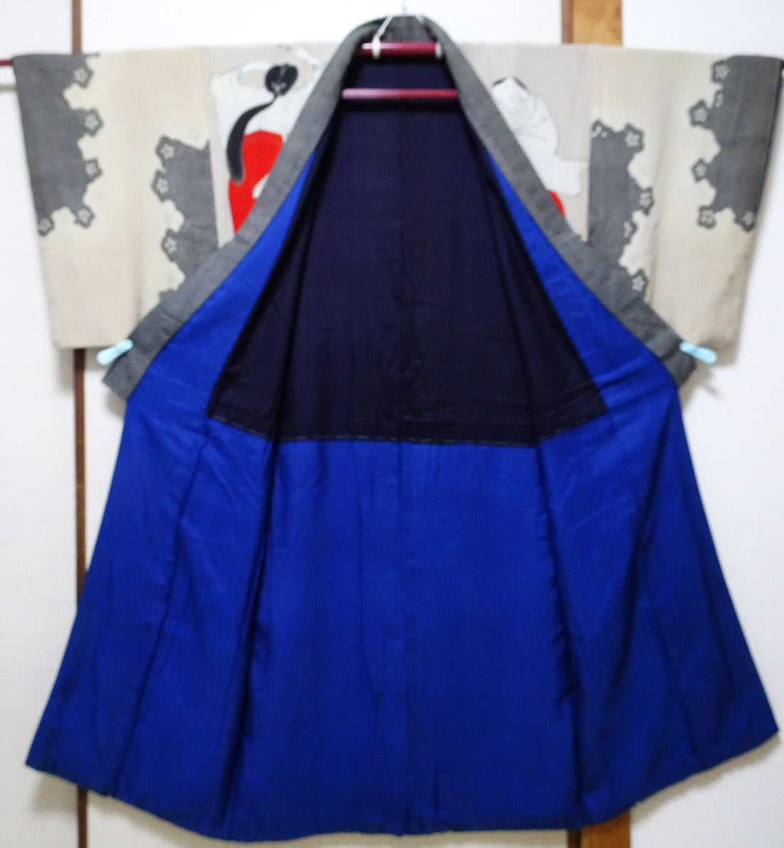 Antique Rare Edo–Meiji Men's Kimono with Yuna Bathhouse Scene 18104