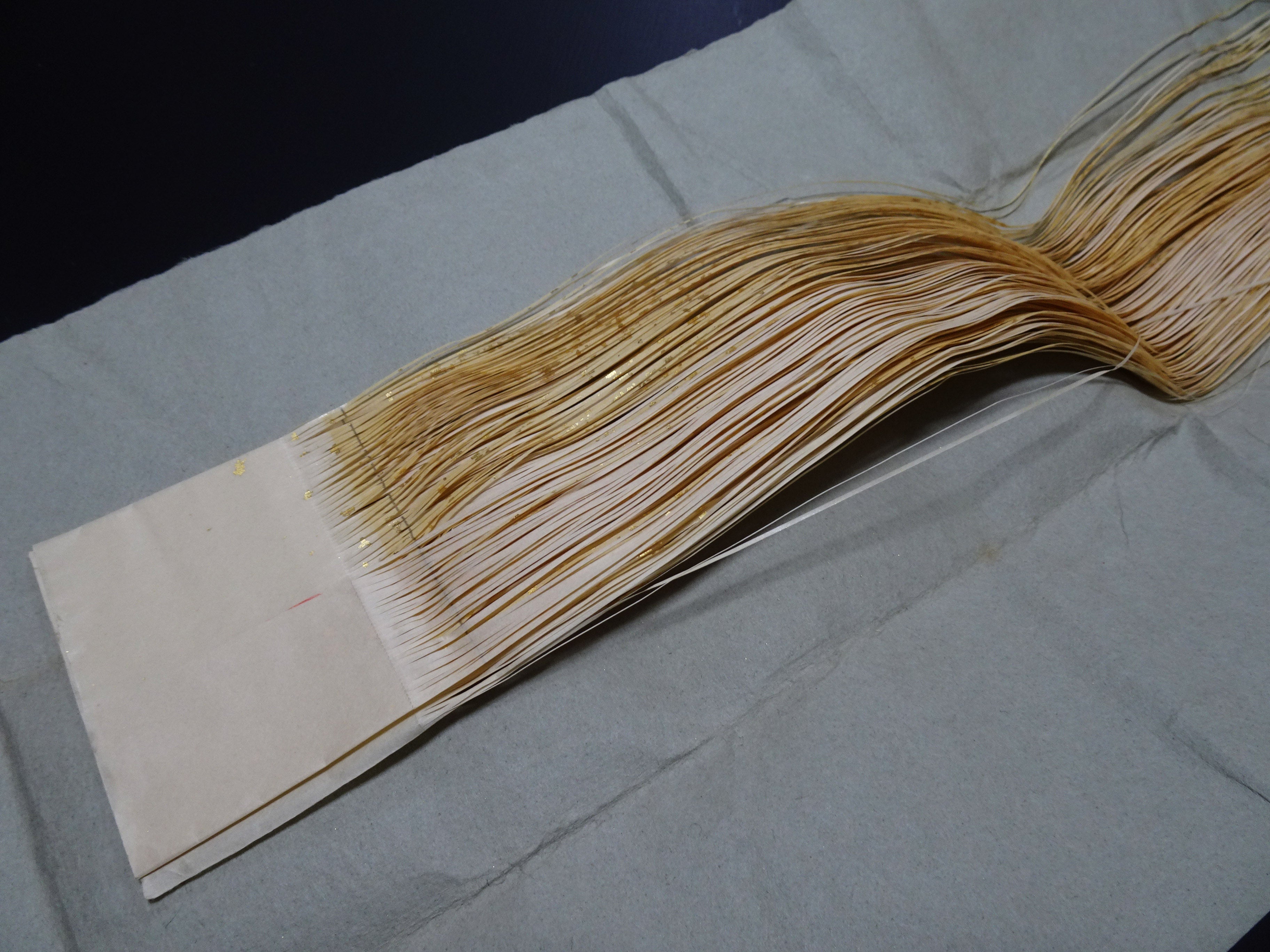 Super Rare Vintage Saga Nishiki Flat 24K Gold Leaf Kinsunago Thread – Premium Hira-haku, Traditional Japanese Textile Material 16010