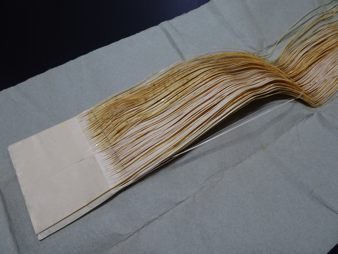 Super Rare Vintage Saga Nishiki Flat 24K Gold Leaf Kinsunago Thread – Premium Hira-haku, Traditional Japanese Textile Material 16010
