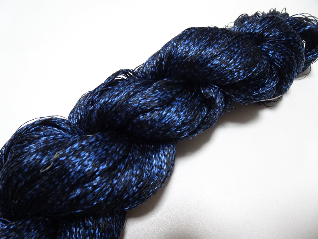 Japanese Vintage Super Rare Indigo Mud Dyeing Kasuri loose Twisted Silk Thread Embroidery & weave 13603