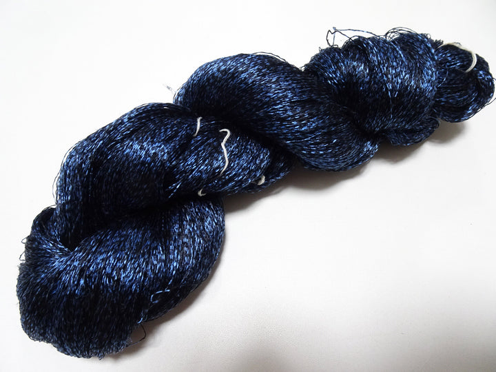 Japanese Vintage Super Rare Indigo Mud Dyeing Kasuri loose Twisted Silk Thread Embroidery & weave 13604