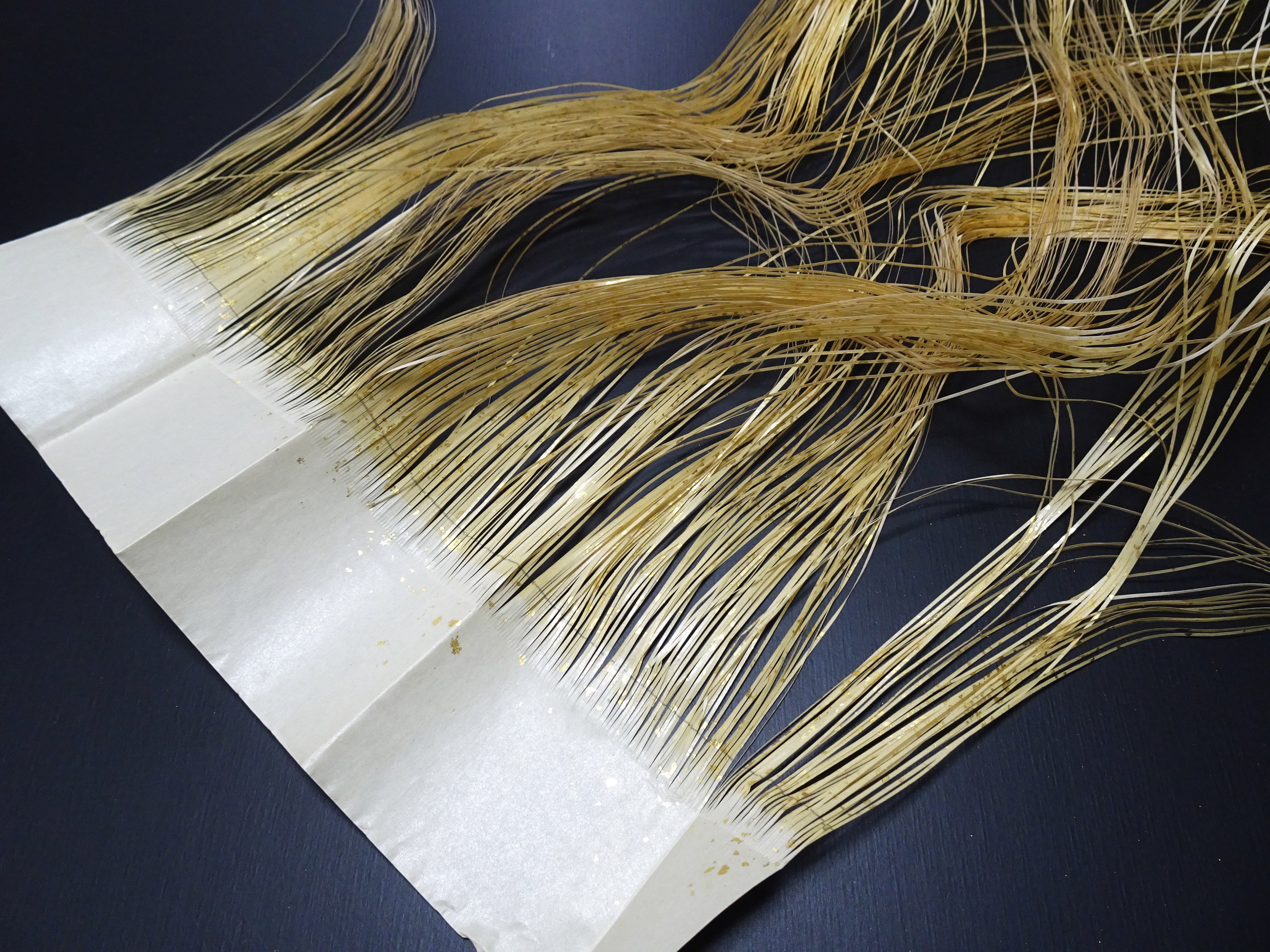 Super Rare Vintage Saga Nishiki Flat 24K Gold Leaf Kinsunago Thread – Premium Hira-haku, Traditional Japanese Textile Material 16010