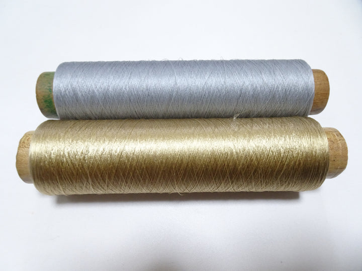 Japanese Vintage Silk Thread & Woodn Spool 2sets Embroidery 18723