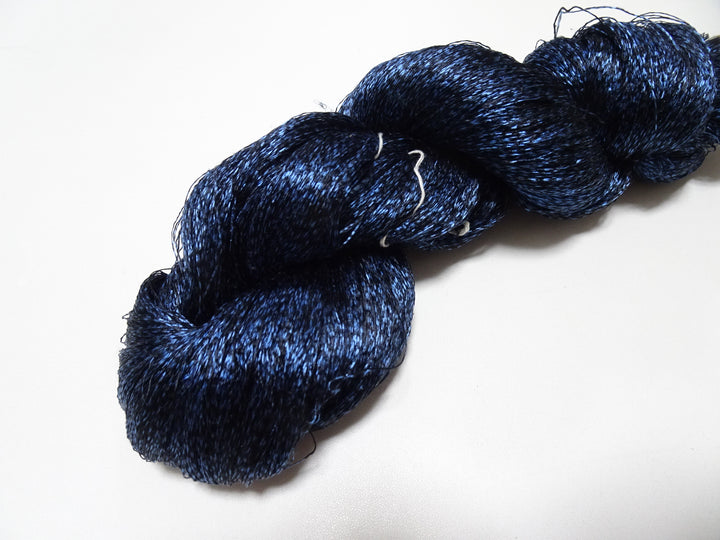 Japanese Vintage Super Rare Indigo Mud Dyeing Kasuri loose Twisted Silk Thread Embroidery & weave 13604