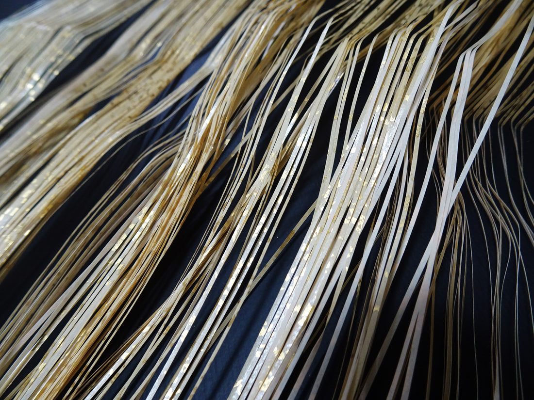 Super Rare Vintage Saga Nishiki Flat 24K Gold Leaf Kinsunago Thread – Premium Hira-haku, Traditional Japanese Textile Material 16010