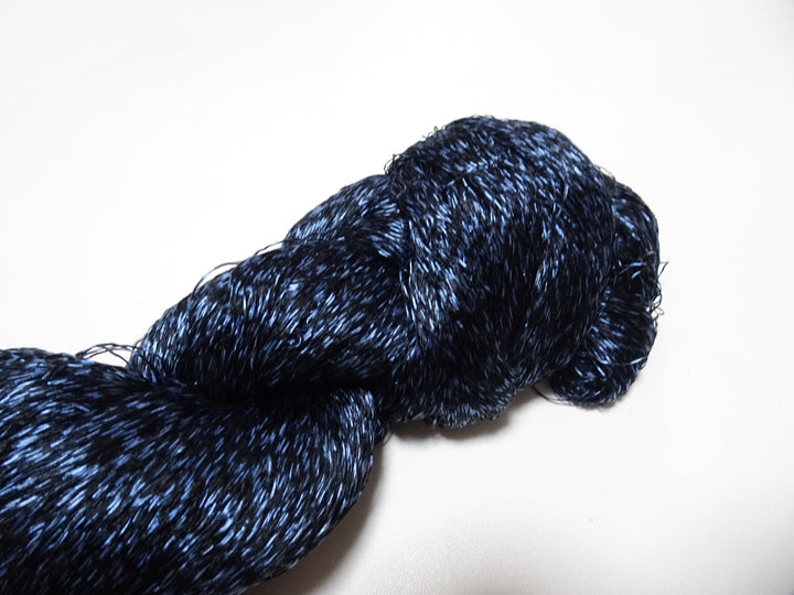 Japanese Vintage Super Rare Indigo Mud Dyeing Kasuri loose Twisted Silk Thread Embroidery & weave 13605