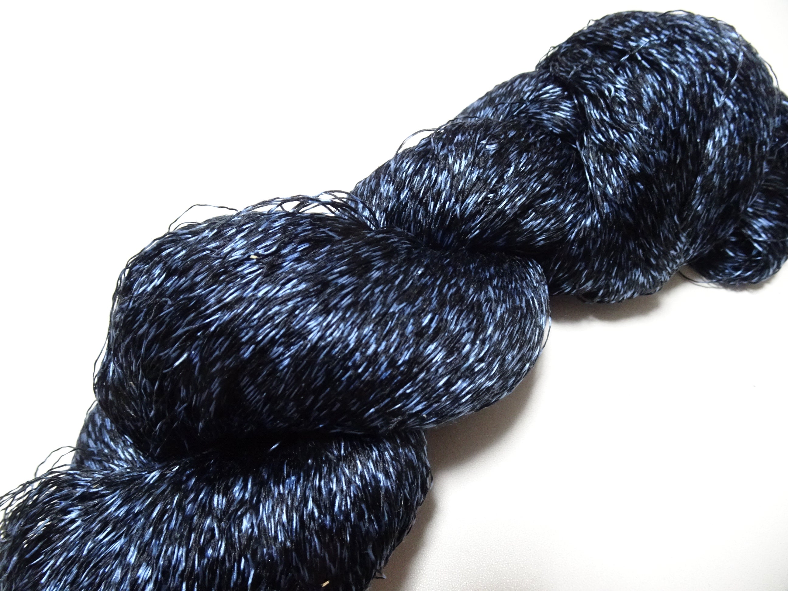 Japanese Vintage Super Rare Indigo Mud Dyeing Kasuri loose Twisted Silk Thread Embroidery & weave 13605