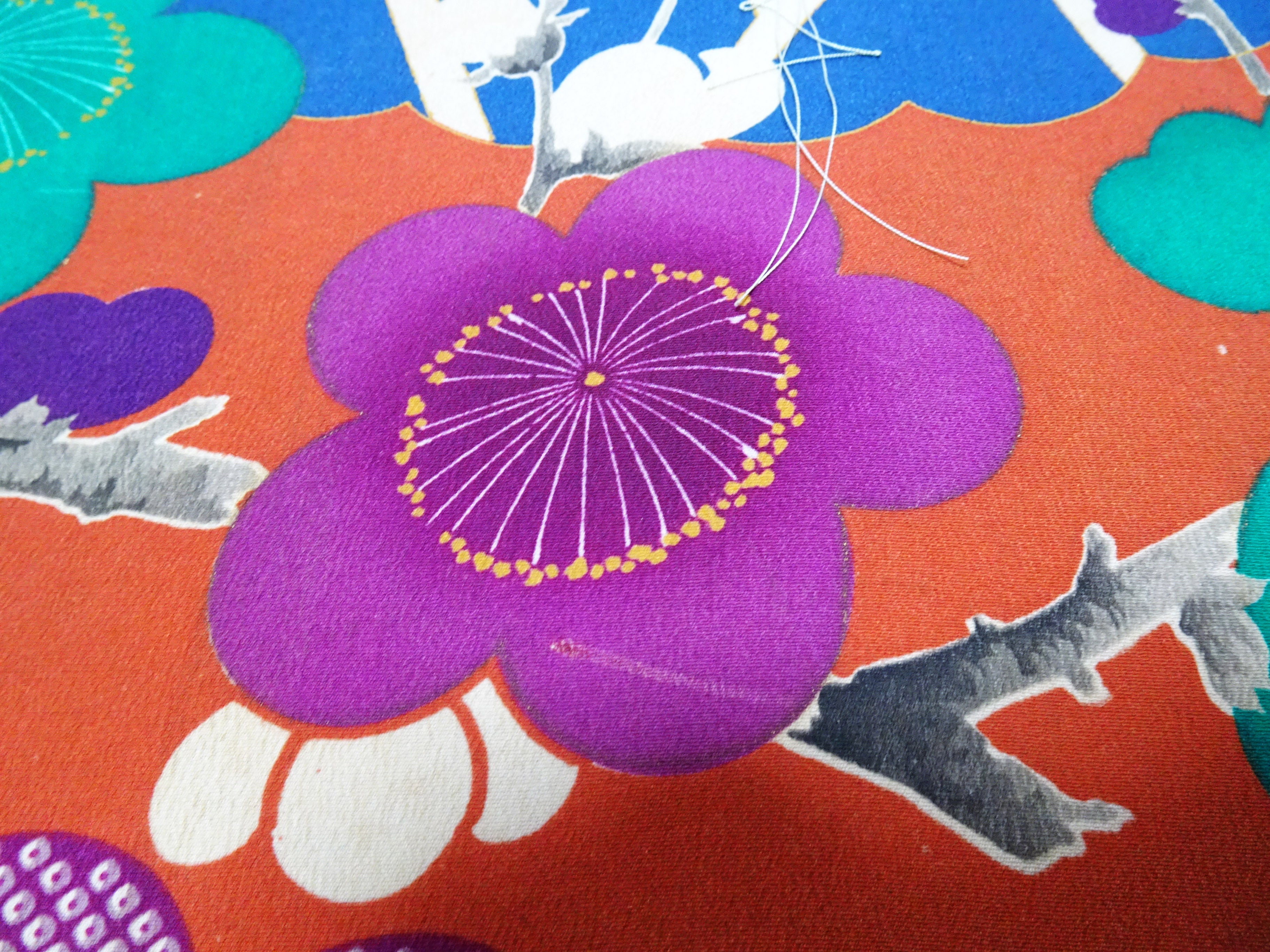 Japanese Rare Antique Japanese Kimono Fabric Bolt – Taisho to Early Showa Era, Hand-Dyed Plum Blossom Design, Deadstock  16012