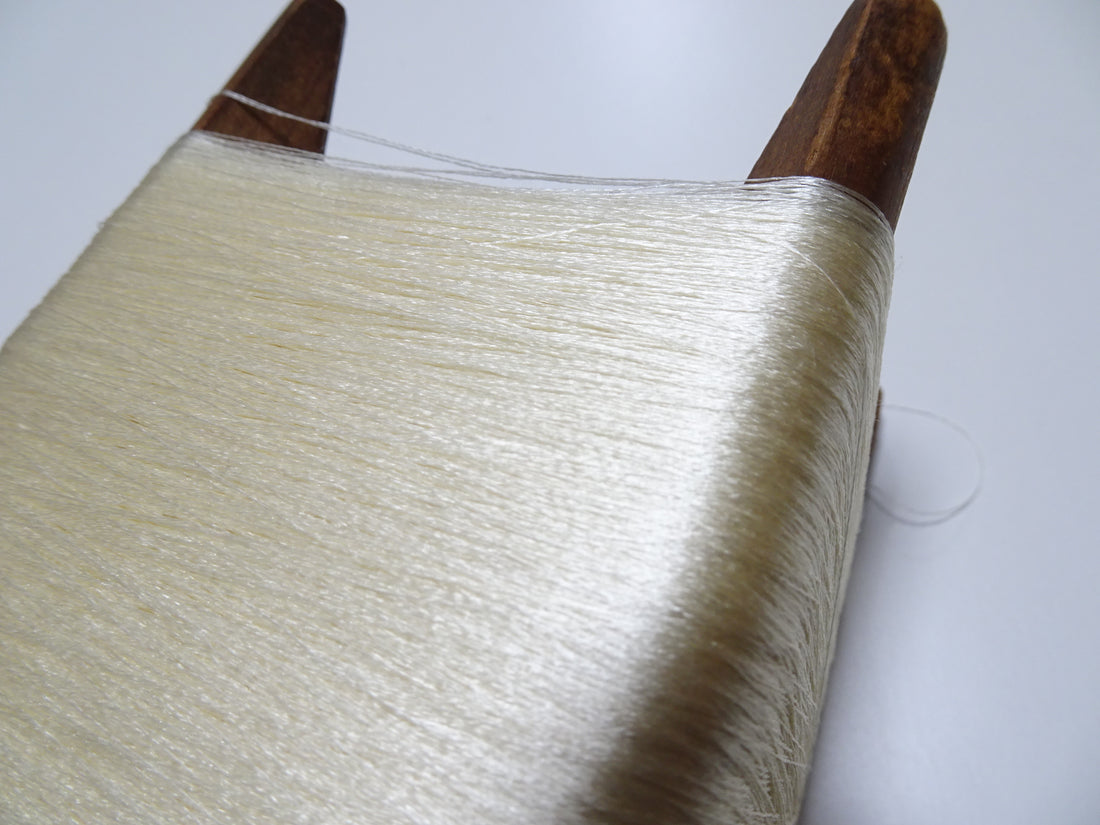 Japanese Vintage Wooden Spool & Silk Thread Embroidery 17993