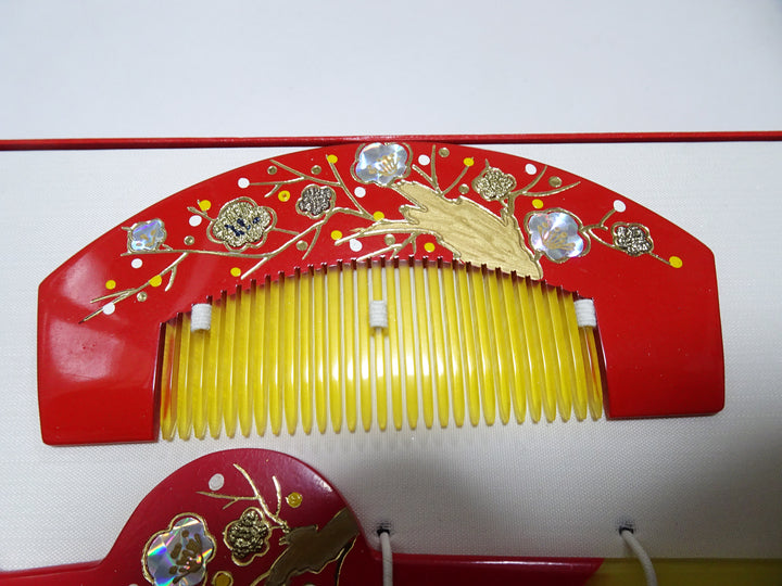 Japanese Vintage Resin Kanzashi Sets Urushi & Makie & Raden 15136