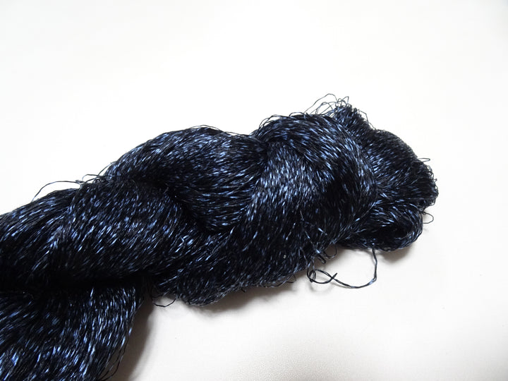 Japanese Vintage Super Rare Indigo Mud Dyeing Kasuri loose Twisted Silk Thread Embroidery & weave 13606