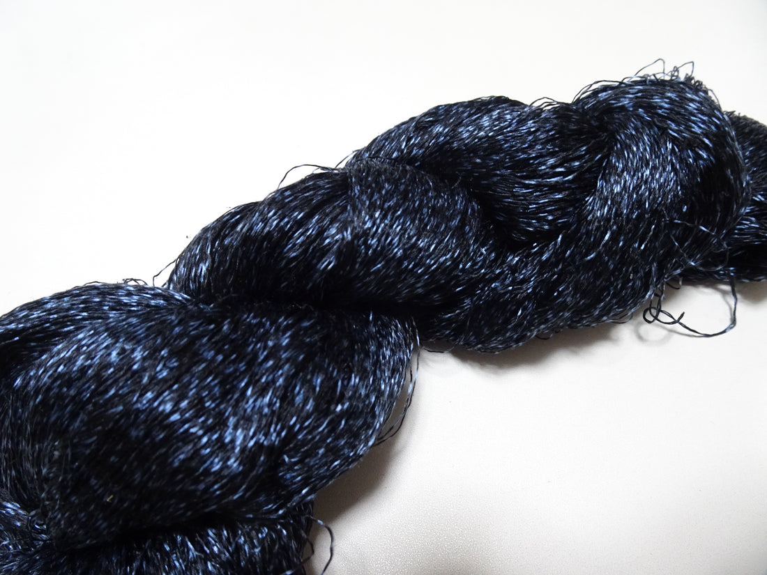 Japanese Vintage Super Rare Indigo Mud Dyeing Kasuri loose Twisted Silk Thread Embroidery & weave 13606