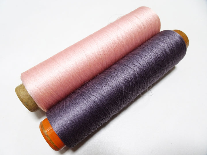 Japanese Vintage Silk Thread & Woodn Spool 2sets Embroidery 18726