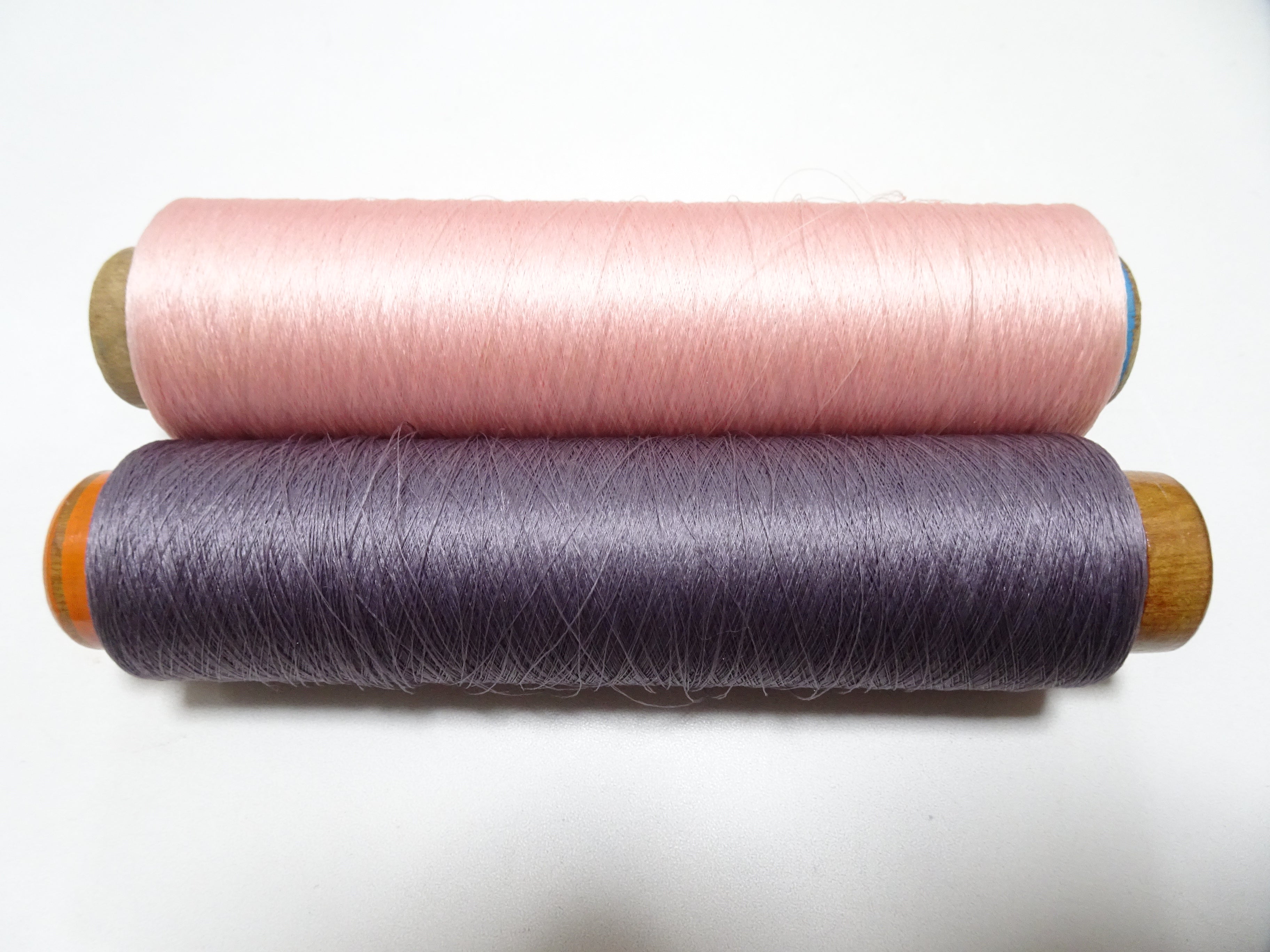 Japanese Vintage Silk Thread & Woodn Spool 2sets Embroidery 18726