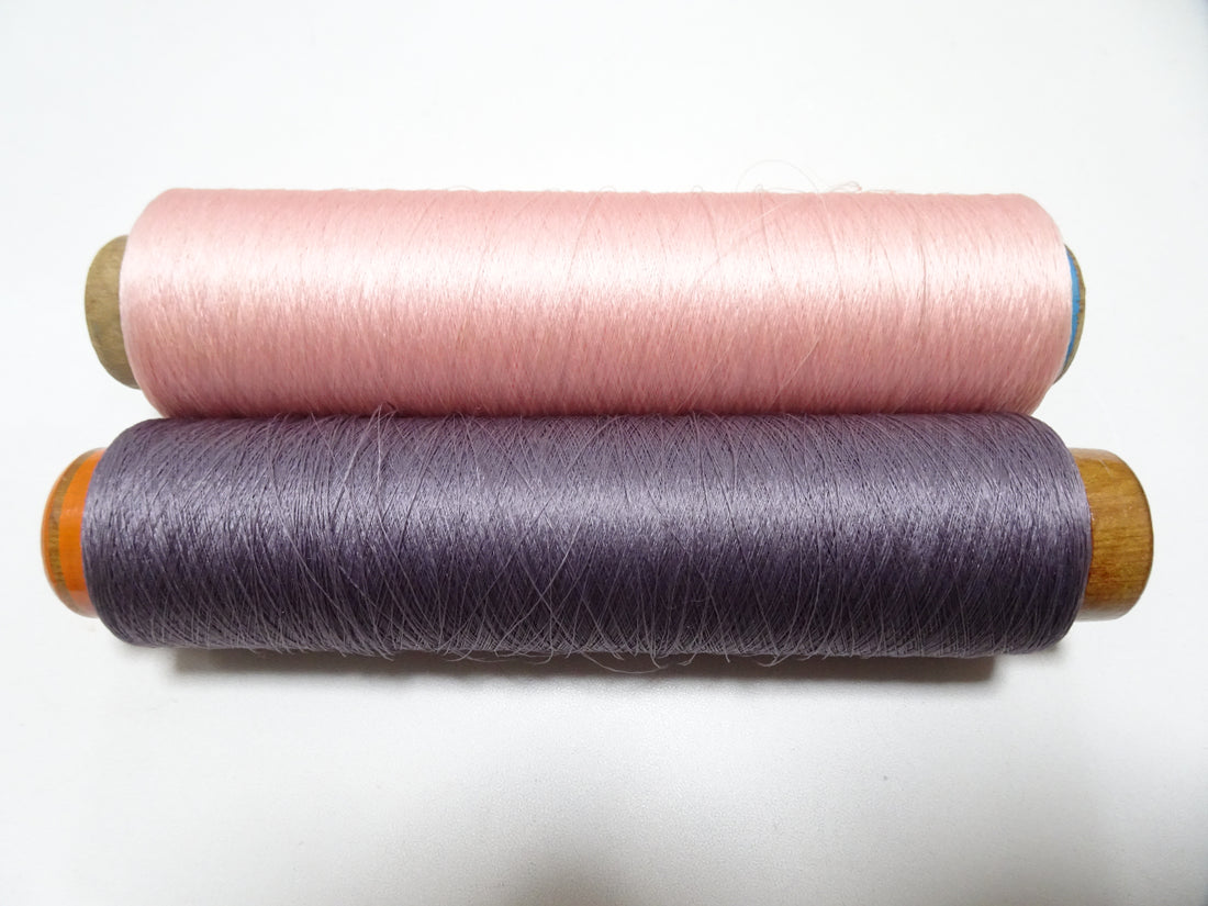 Japanese Vintage Silk Thread & Woodn Spool 2sets Embroidery 18726