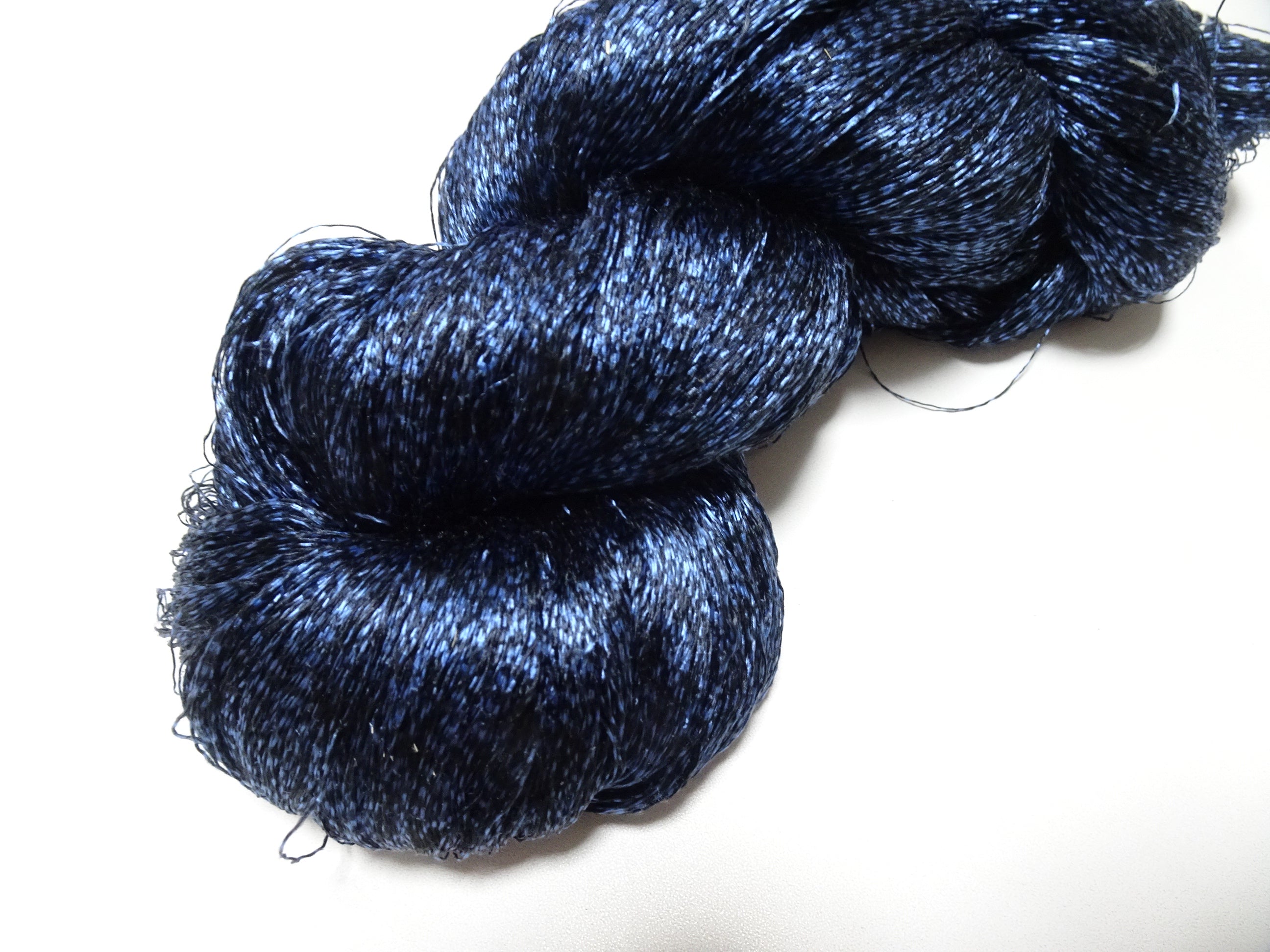 Japanese Vintage Super Rare Indigo Mud Dyeing Kasuri loose Twisted Silk Thread Embroidery & weave 13607