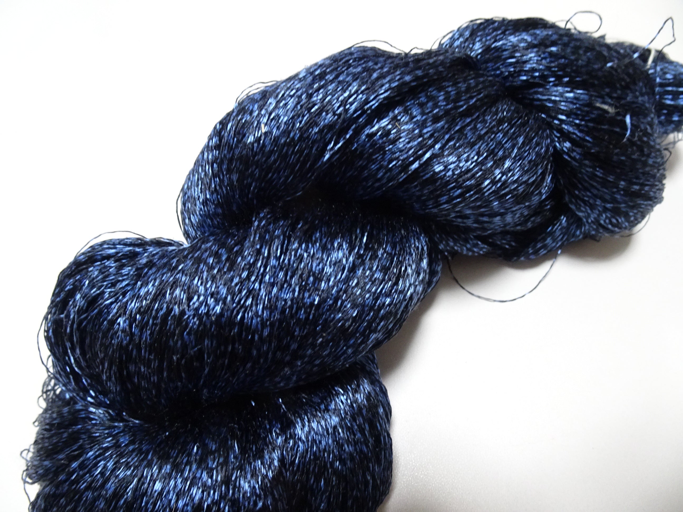 Japanese Vintage Super Rare Indigo Mud Dyeing Kasuri loose Twisted Silk Thread Embroidery & weave 13607