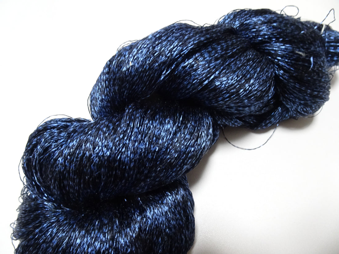 Japanese Vintage Super Rare Indigo Mud Dyeing Kasuri loose Twisted Silk Thread Embroidery & weave 13607