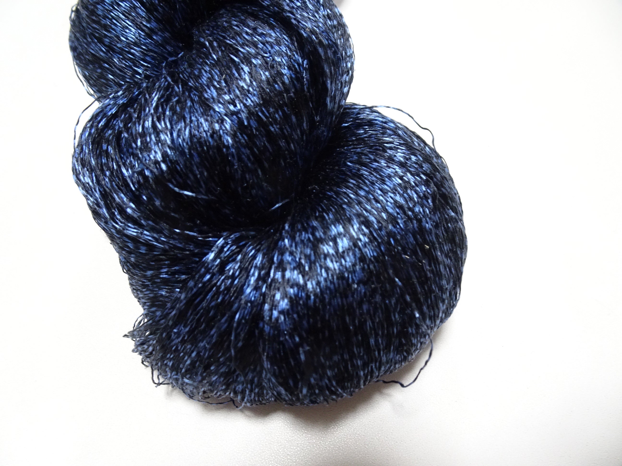 Japanese Vintage Super Rare Indigo Mud Dyeing Kasuri loose Twisted Silk Thread Embroidery & weave 13607