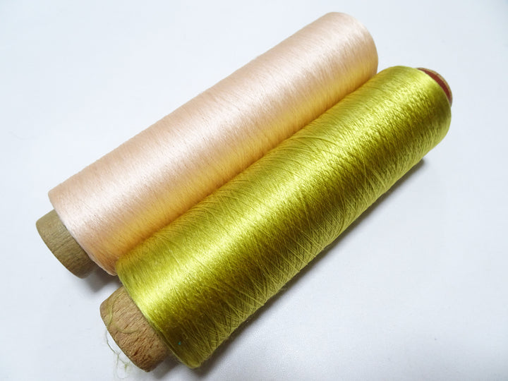 Japanese Vintage Silk Thread & Woodn Spool 2sets Embroidery 18727
