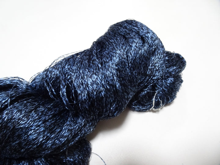 Japanese Vintage Super Rare Indigo Mud Dyeing Kasuri loose Twisted Silk Thread Embroidery & weave 13608