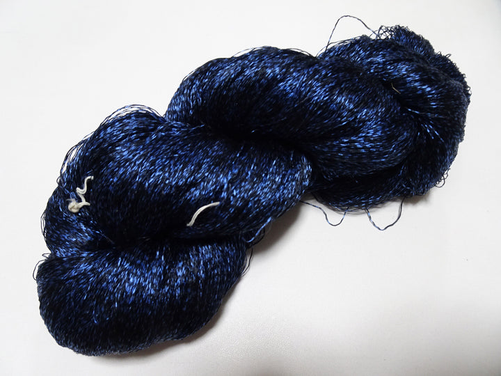 Japanese Vintage Super Rare Indigo Mud Dyeing Kasuri loose Twisted Silk Thread Embroidery & weave 13609