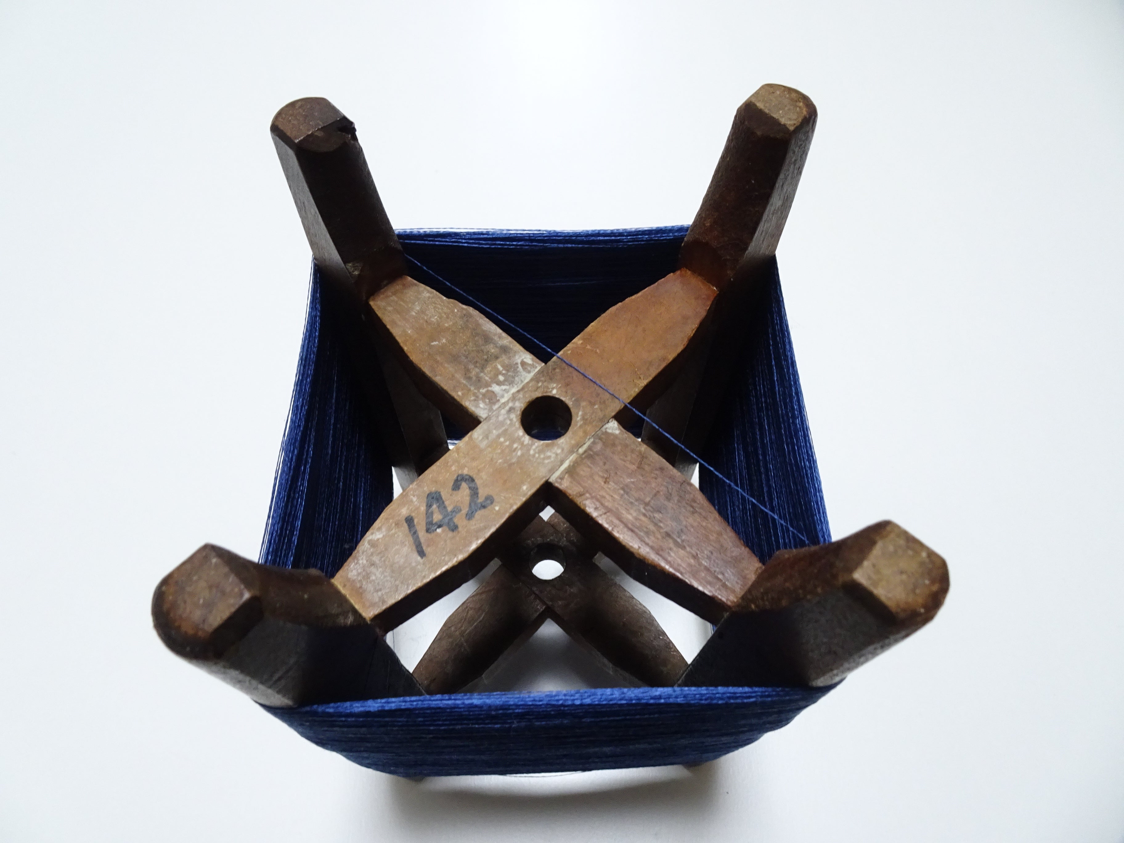 Japanese Vintage Wooden Spool & Silk Thread Embroidery 17997