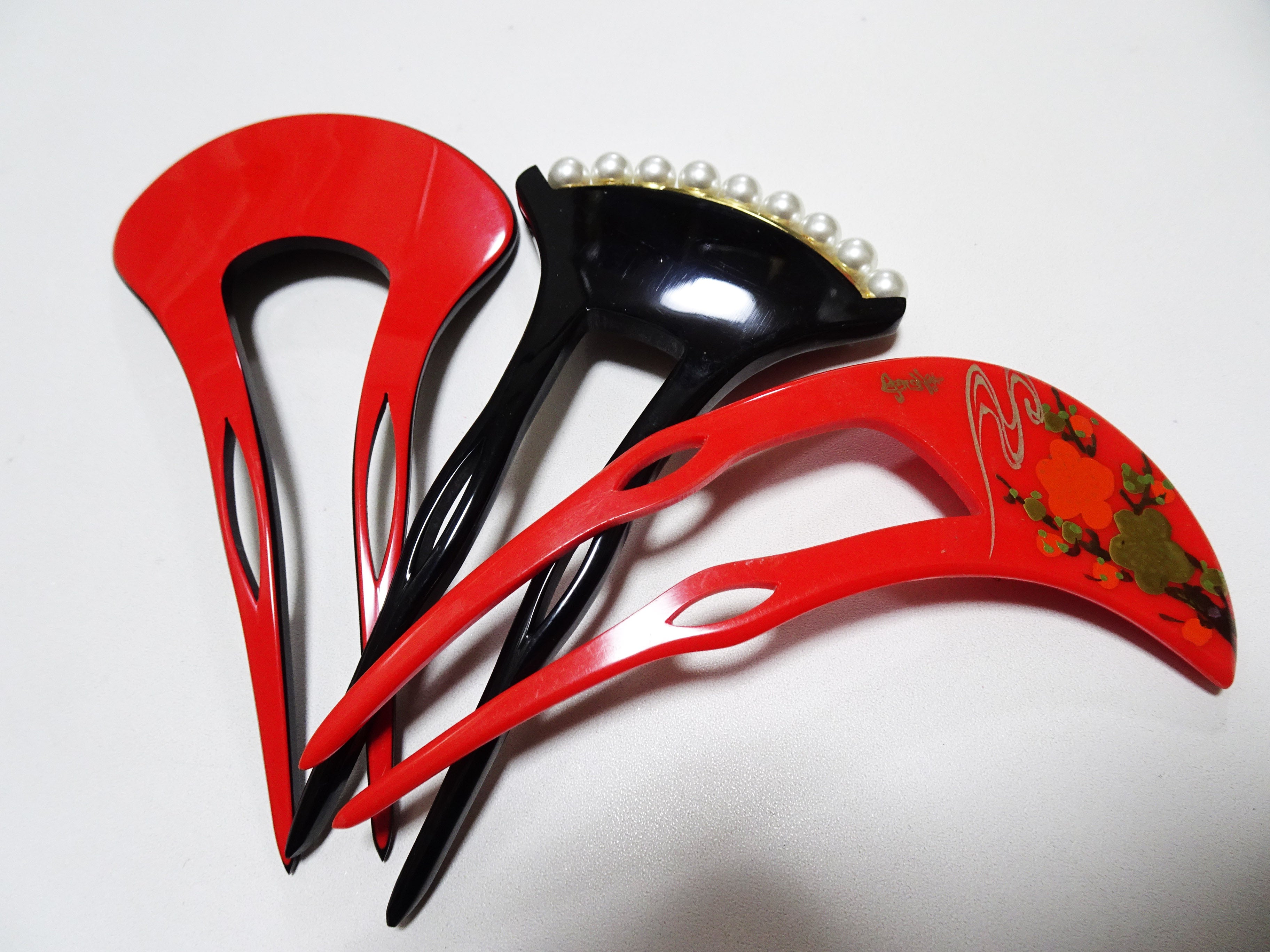 Japanese Vintage  Resin Kanzashi sets Makie 15140