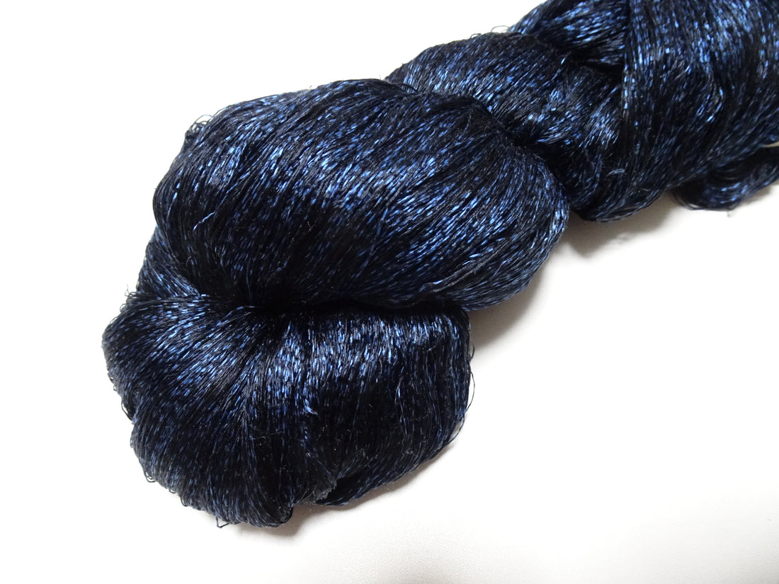 Japanese Vintage Super Rare Indigo Mud Dyeing Kasuri loose Twisted Silk Thread Embroidery & weave 13610