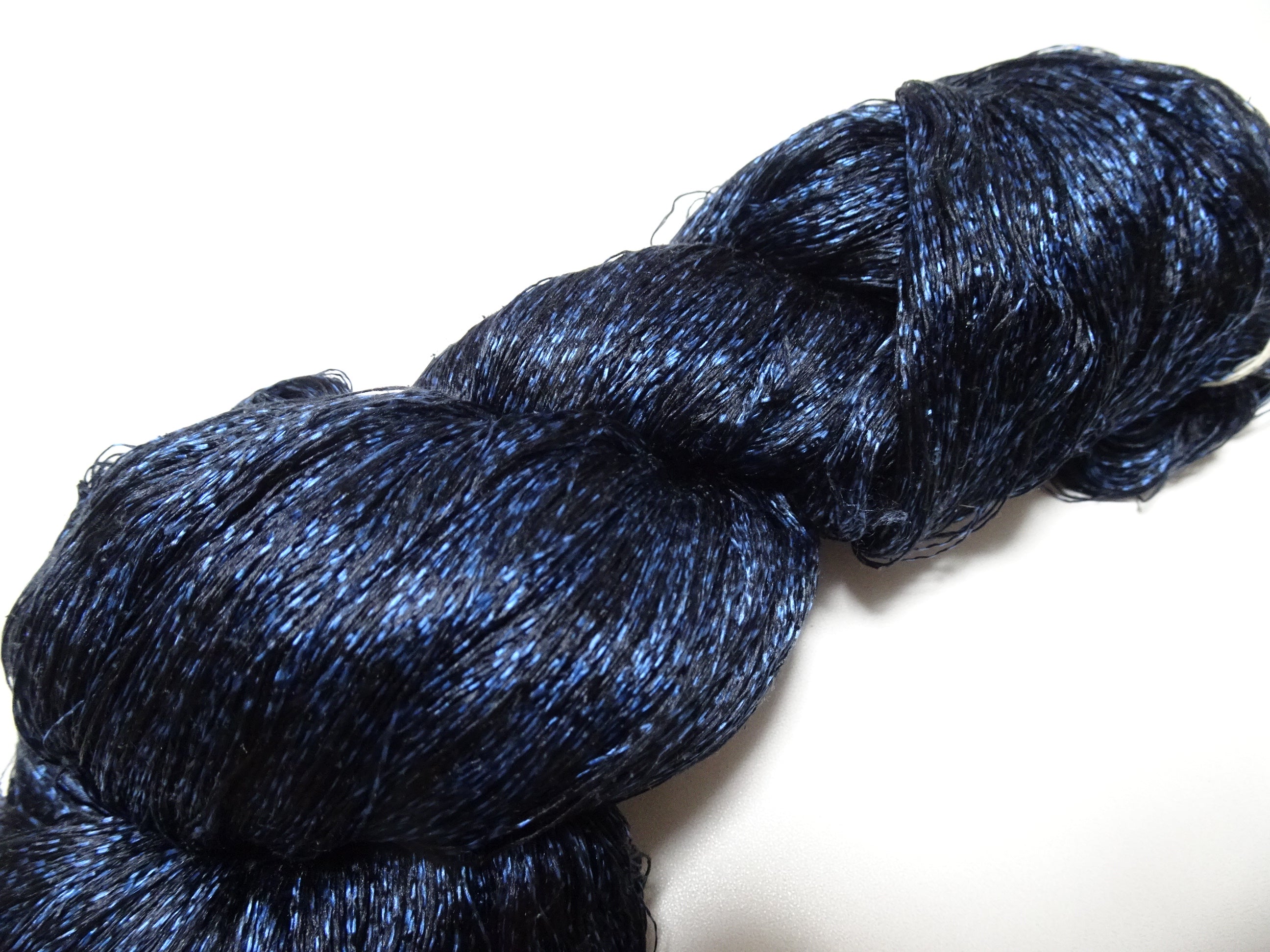Japanese Vintage Super Rare Indigo Mud Dyeing Kasuri loose Twisted Silk Thread Embroidery & weave 13610